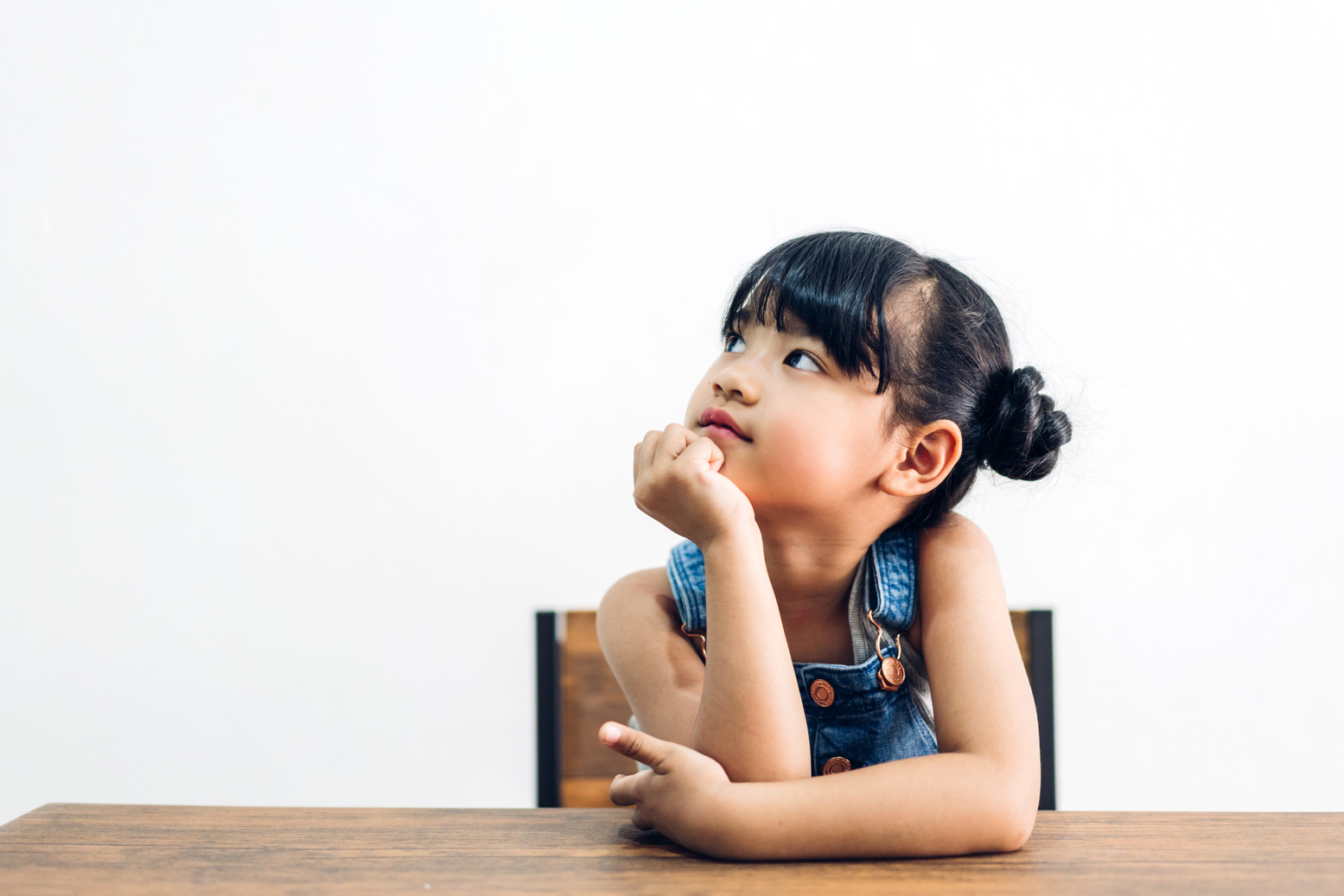 School Kid Little Girl  Thinking about Question on Copy Space Wh